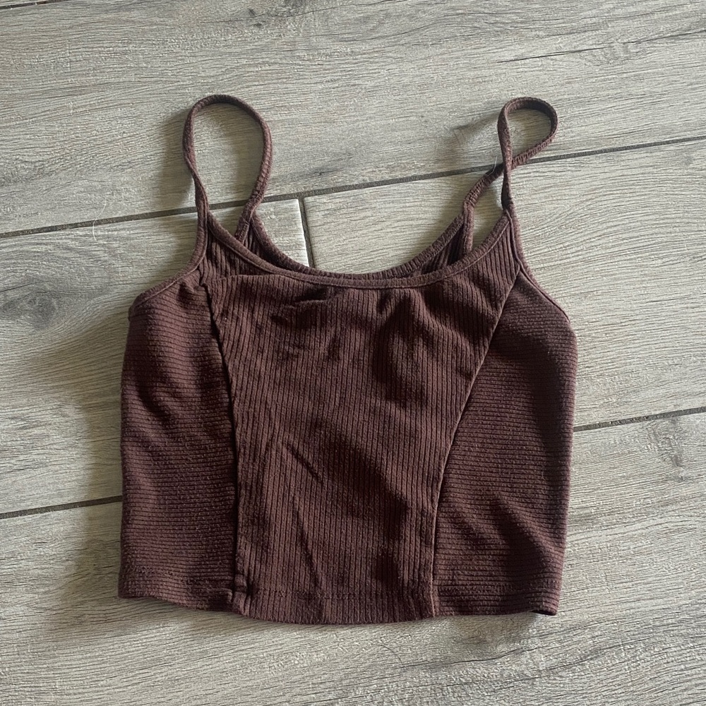 Urban Outfitters Chocolate Brown Ribbed Cropped Cami